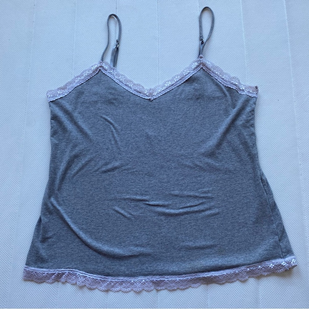 Gray Lace-Trim Camisole Tank Top - Women